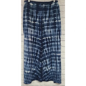 Ruff Hewn Tie Dye Maxi Skirt Women's 2X Navy Blue White Button Front